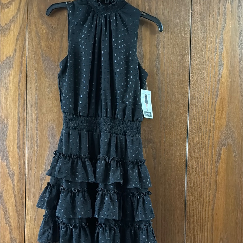 Enfocus Studio Black Ruffled Tiered Mini Dress